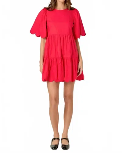 English Factory Ruby Coast Scallop Mini Dress In Red