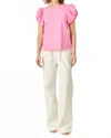 English Factory Ruched Sleeve Tee In Pink In Pink