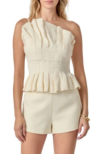 English Factory Ruffle Asymmetric Sleeveless Top In White