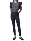English Factory Ruffle Cap Sleeve Top In Navy/white In Multi
