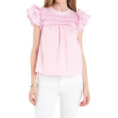 English Factory Ruffle Cotton Top In Light Pink