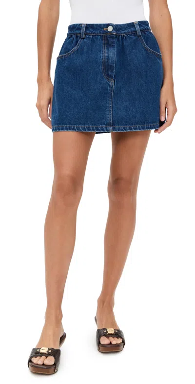 English Factory Ruffle Denim Skort Dark Denim In Blue