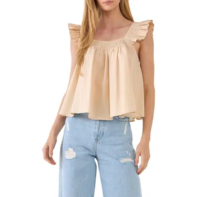 English Factory Ruffle Detail Cotton Tank In Neutral