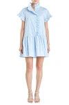 English Factory Ruffle Drop Waist Poplin Minidress In Powder Blue