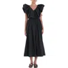 English Factory Ruffle Midi Dress In Black