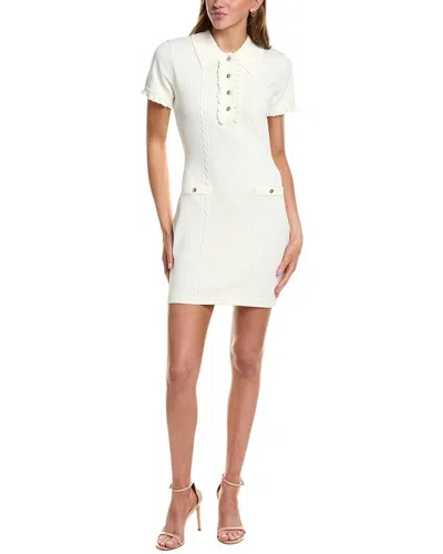 English Factory Ruffle Placket Knitted Mini Dress In White