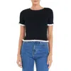 English Factory Ruffle Detailed Knit Top Black/white