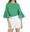English Factory Ruffled Cotton Blend Top In Kelly Green In Green