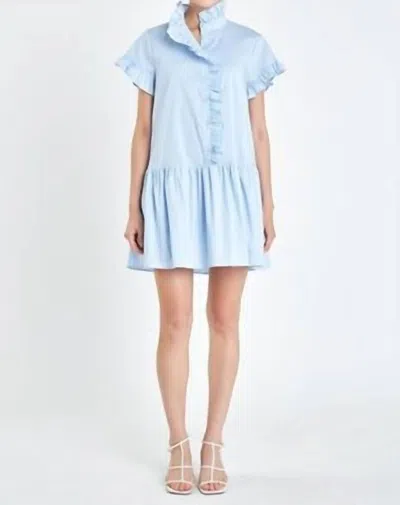 English Factory Ruffled Mini Dress In Powder Blue