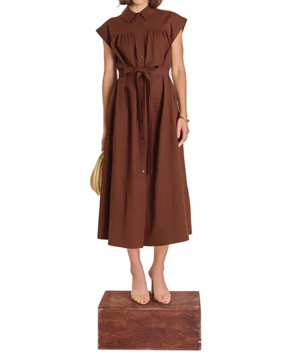 English Factory Sahara Linen Dress In Brown