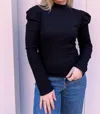 English Factory Sara Turtleneck Long Sleeve Top In Black