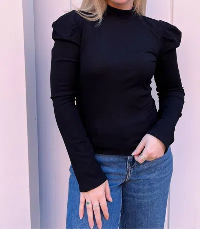 English Factory Sara Turtleneck Long Sleeve Top In Black