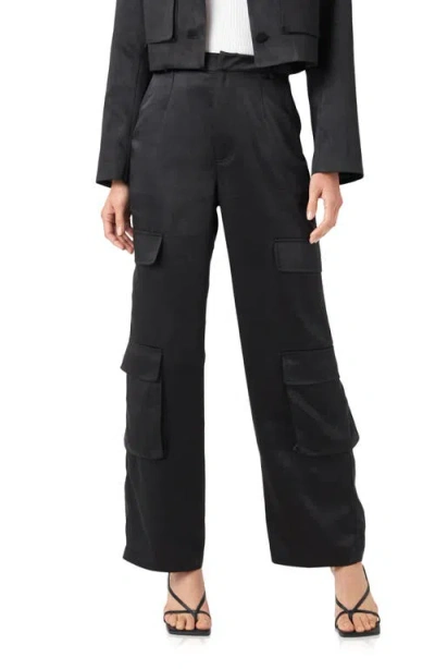 English Factory Satin Cargo Pants In Black