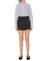 English Factory Pleat Front Satin Miniskort In Black