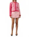 English Factory Colorblock Heart Button Cardigan In Pink