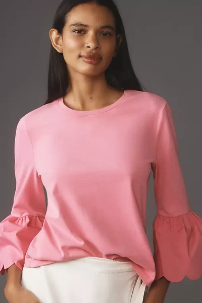 English Factory Scallop Bell-sleeve Top In Pink