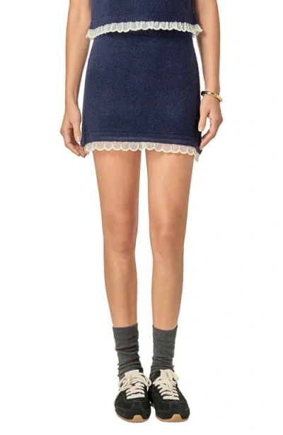English Factory Scallop Detail Knit Skirt In Blue