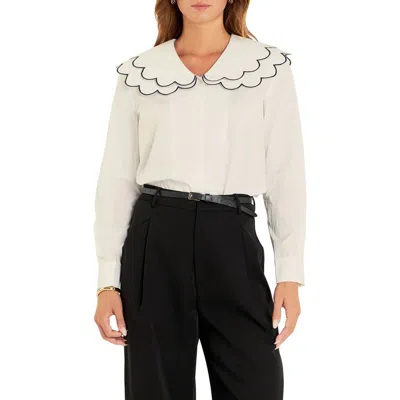 English Factory Scallop Embroidered Collar Shirt In White