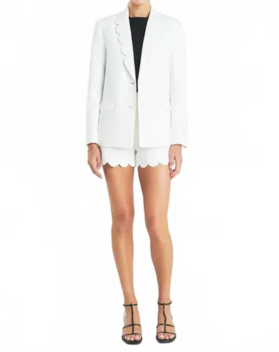 English Factory Scallop Hem Shorts In Cream In White