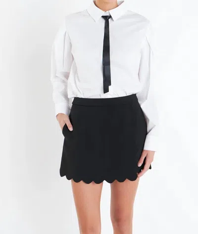 English Factory Scallop Hem Skort In Black