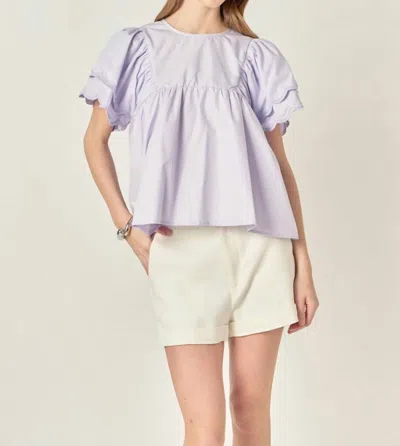 English Factory Scallop Hem Sleeve Blouse In Lavender In Purple