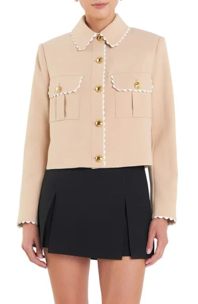 English Factory Scallop Jacket In Taupe