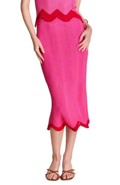 English Factory Scallop Knit Midi Skirt