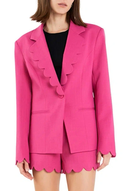 English Factory Women's Scallop Detailed Single Button Jacket In Fuchsia