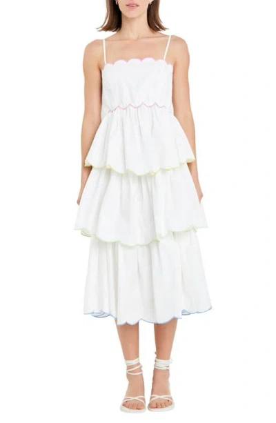 English Factory Scallop Sleeveless Sundress In White