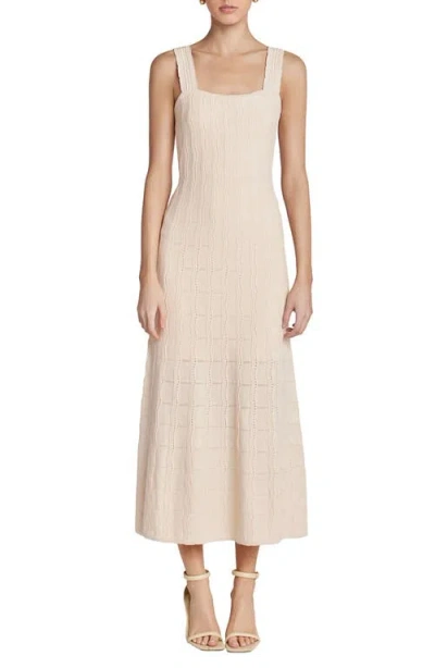 English Factory Scallop Stripe Knit Midi Dress In Neutral