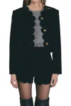 English Factory Scallop Velvet Shorts In Black In Black