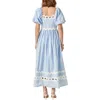 English Factory Scalloped Puff Sleeve Cotton Maxi Dress In Blue