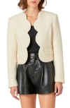 English Factory Scalloped Wool Blend Crop Jacket In Off White