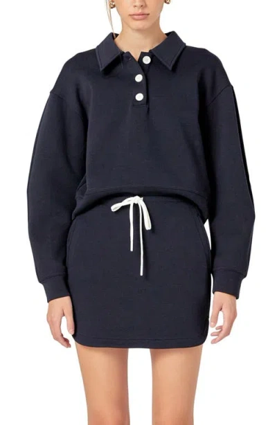 English Factory Scuba Polo Sweatshirt In Navy