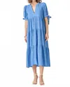 English Factory Seaside Gingham Tiered Midi Dress In Cobalt In Blue