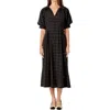 English Factory Seersucker Check Cotton Blend Midi Dress In Black