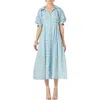 English Factory Seersucker Check Cotton Blend Midi Dress In Powder Blue