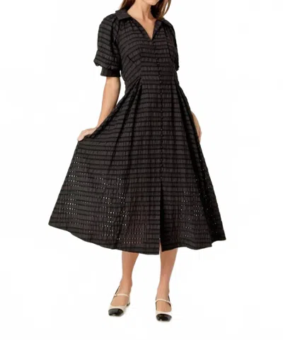 English Factory Seersucker Check Midi Dress In Black