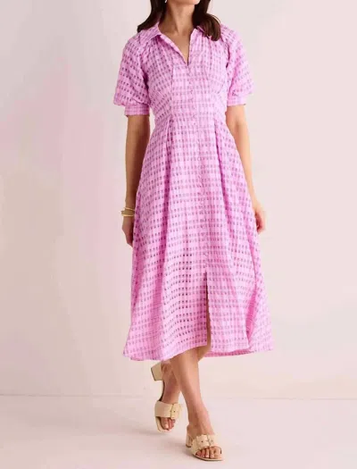 English Factory Seersucker Check Midi Dress In Pink