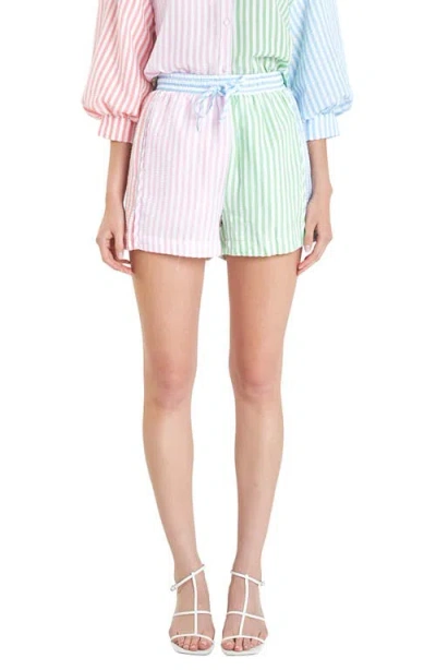 English Factory Seersucker Striped Colorblock In Multi