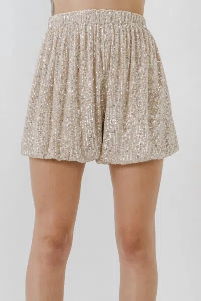 English Factory Sequin Shorts In Ivory In Beige