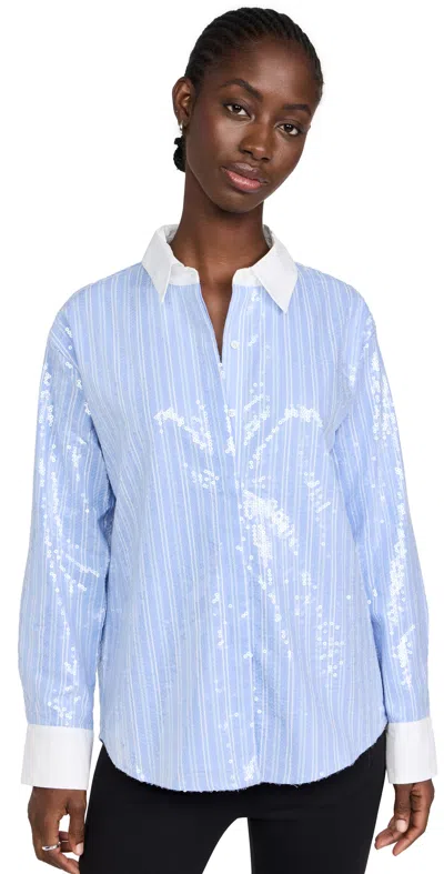 English Factory Sequin Stripe Shirt Blue