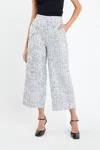 ENGLISH FACTORY SEQUIN TWEED CULOTTES PANT IN SILVER