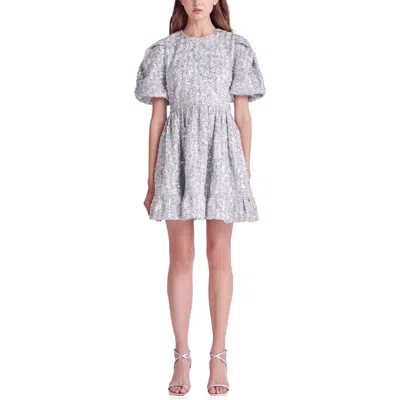 English Factory Sequin Tweed Minidress In Silver