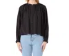 English Factory Shirring Detail Top In Black In Black