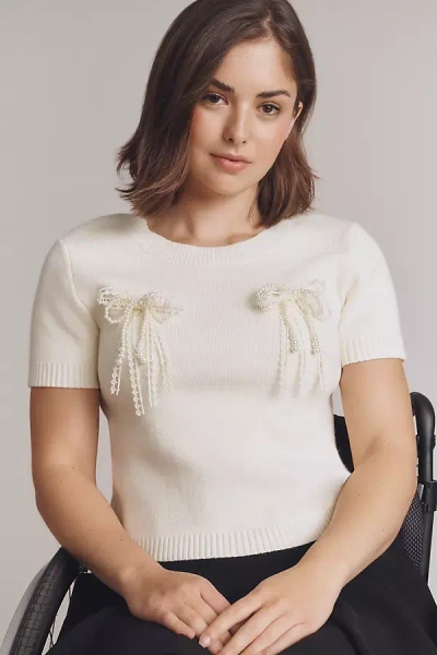 English Factory Short-sleeve 3d Bow Sweater In Multi