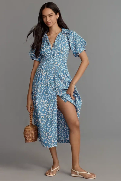 English Factory Short-sleeve A-line Midi Shirt Dress