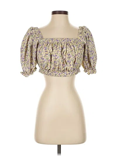 Pre-owned English Factory Short Sleeve Blouse In Yellow