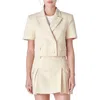 English Factory Short Sleeve Double Breasted Blazer In Beige