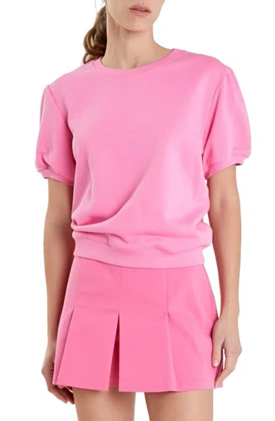 English Factory Short Sleeve French Terry Sweatshirt In Pink